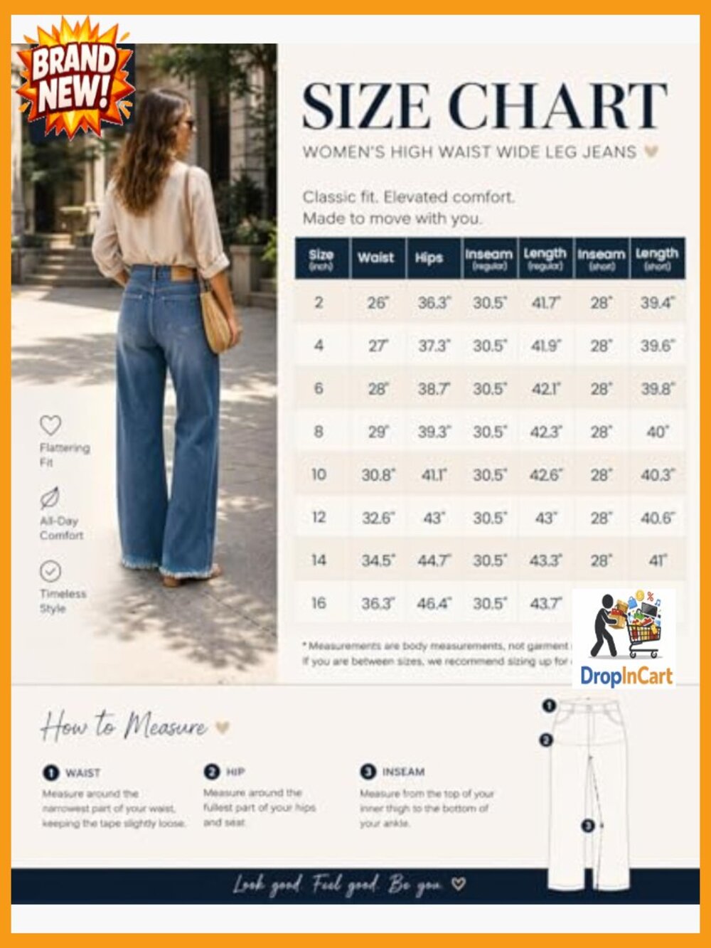 High Waisted Straight Leg Jeans Stretchy Loose Fit Tummy Control Raw Hem Denim - Picture 6 of 7